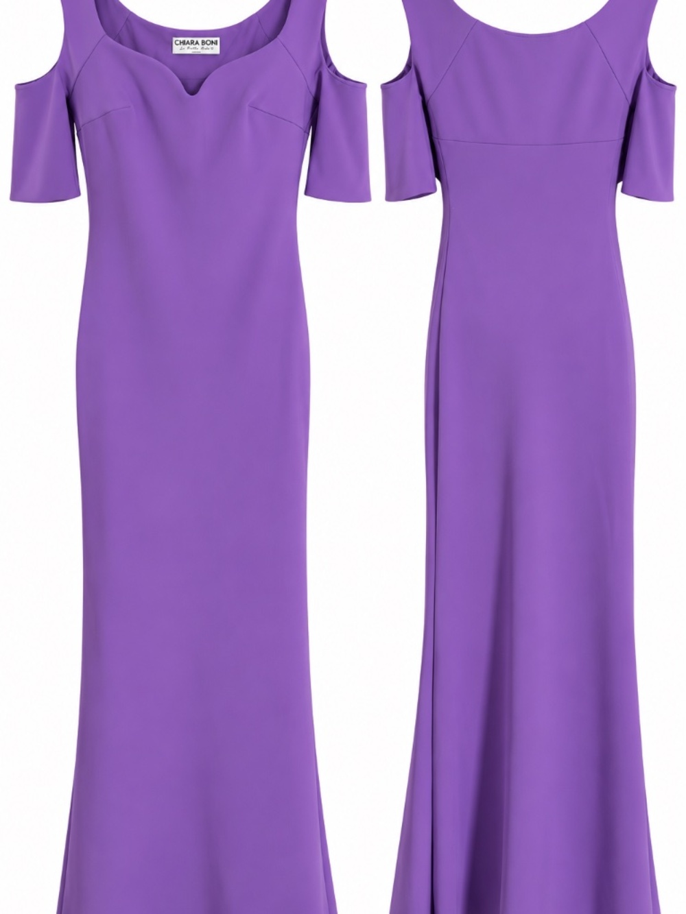 Chiara Boni La Petite Robe Purple Cold Shoulder Maxi Gown